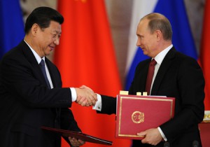China’s President Xi Jinping (L) and his Russian counterpart Vladimir Putin (R) after talks in Moscow, March 23, 2013.