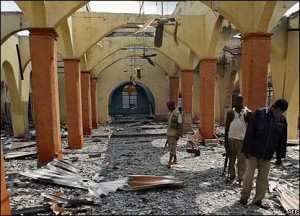 Easter season violence in troubled central Nigeria left as many as 80 people dead and displaced some 4,500 others. Phote: a destroyed Christian church in Nigeria.