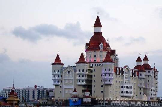 A castle-style hotel in the Olympic Park, Sochi.