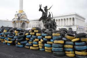 Independence Square (Maidan) in Kiev still occupied by the protesters.