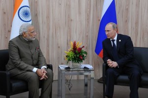 Vladimir Putin meeting with Indian PM Narendra Modi, July 2014.
