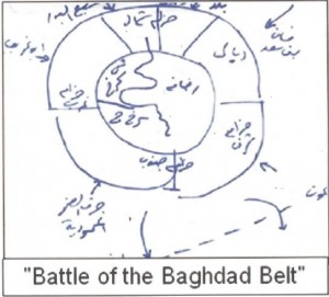 This image was recovered from an AQI operative in Iraq in 2006. The sketch demonstrates hot ISIS's predecessor organization canceptualized sectors of control around Baghdad from which a strategy could be launched to control the city. The Baghdad Belts are a historic support zone for ISIS, and ISIS has a long history of designating campaigns to achieve effects upon Baghdad.
