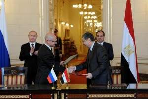 Singing of bilateral documents after Egypt Russia talks.