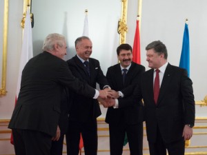 Petro Poroshenko with his colleagues from Slovakia, Czech republic and Hungary.