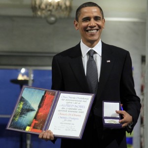 Obama with the Nobel Prize for Peace