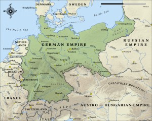 Map of German Empire in 1914.