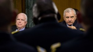 Sens. John McCain, R-Ariz., (left) and Jack Reed, D-R.I., hear testimony on operations against ISIS from Gen. Lloyd Austin, Sept 2015