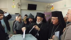 Patriarch of Antioch and All the East casting his ballot, April 13, 2016