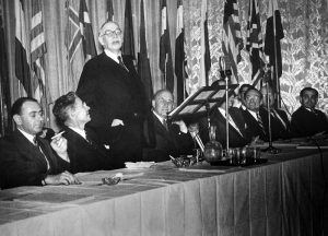 Lord Keynes addressing the Bretton Woods Conference.