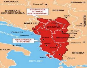 Modern map of the Albanian territorial claims