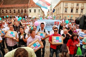 Croatians demanding referendum to constitutionally define marriage as a union between a woman and a man, June 2013.