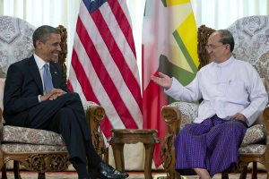 President Obama meets with Myanmar's President Thein Sein in Yangon, Nov 2012