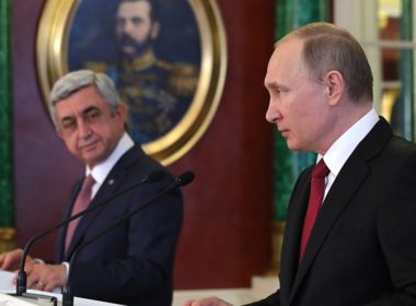 Russian and Armenian presidents after talks in Moscow, March 2017