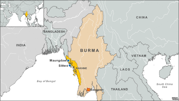 Rakhine State marked in yellow.