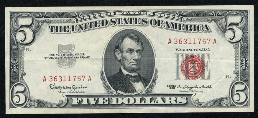 United States Note 1963 5 dollars
