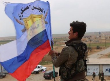 Russian flag hoisted in Syria's Manbij