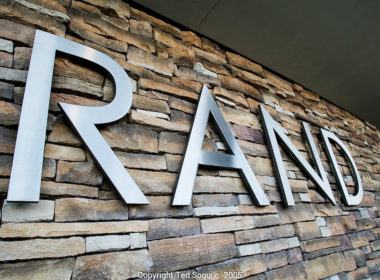 Flagstone accents at the new headquarters for RAND Corporation.