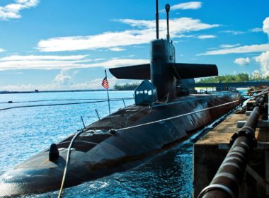 A US submarine at the Diego Garcia base