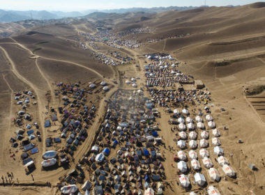 Displaced family tents