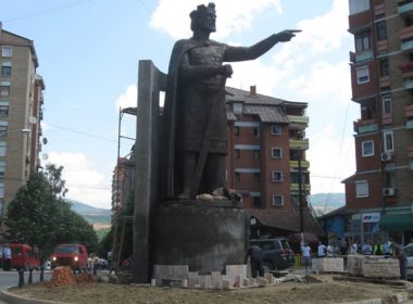 Monument to Prince Lazar in North Mitrovica in Kosovo