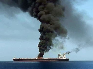 Oil tanker burns