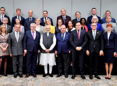 Modi with a European delegation