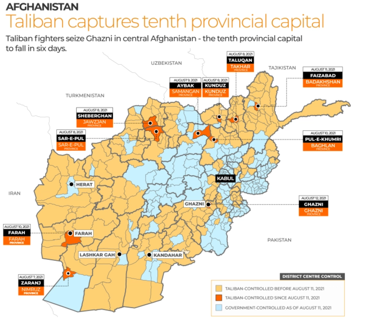 Taliban capture Afghanistan map