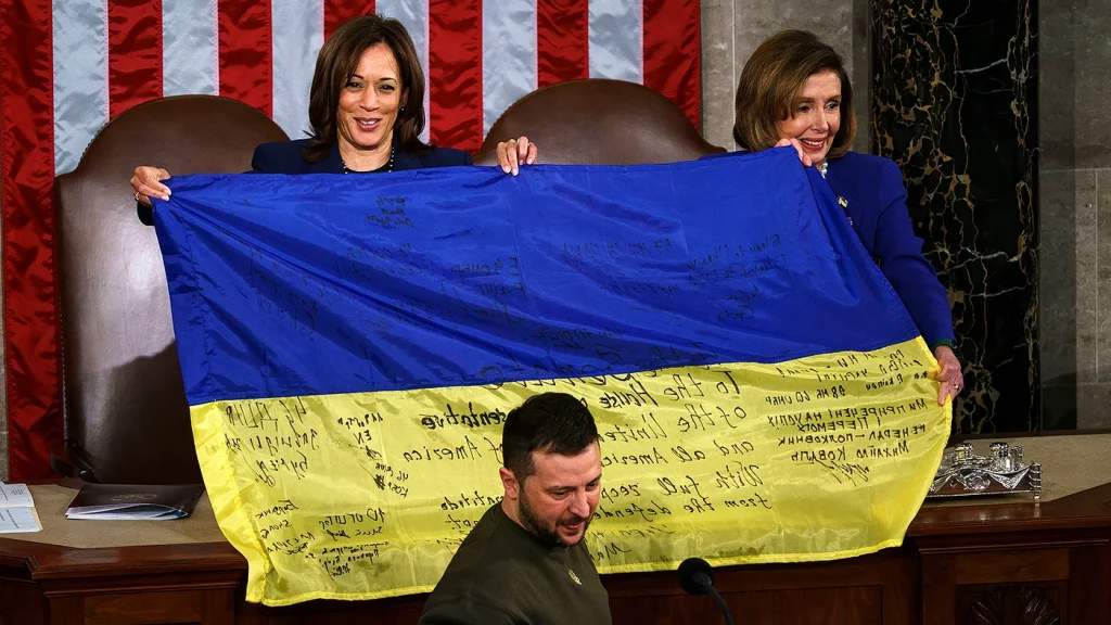 Zelensky in Congress with flag