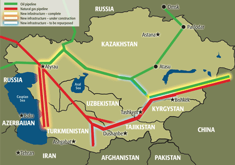 central asia pipelines map