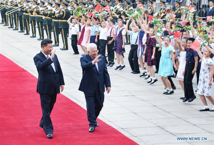 Xi Jinping with Mahmoud Abbas